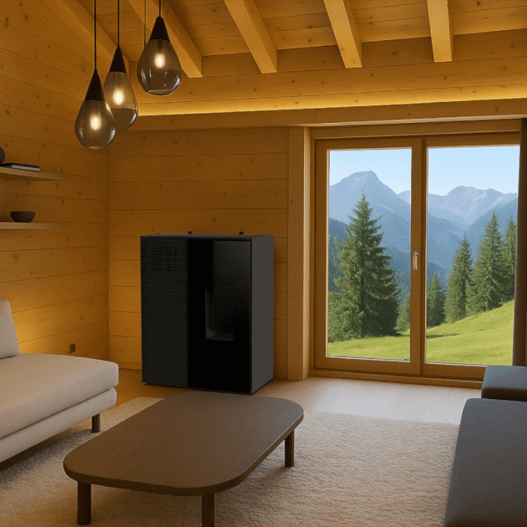 MCZ Eiko 365 airmatic 6 core airco en pelletkachel sfeerfoto 3